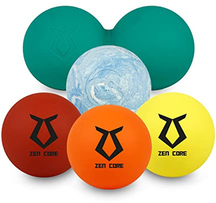 Zen Core ZEN CORE Massage Ballset Original - Duoball aus Hartgummi, Massage Ball aus Hartgummi, Faszien Ballset innen hohl aus Gummi im 3er Pack sehr praktisch für Triggerpunkt- & Faszienmassage