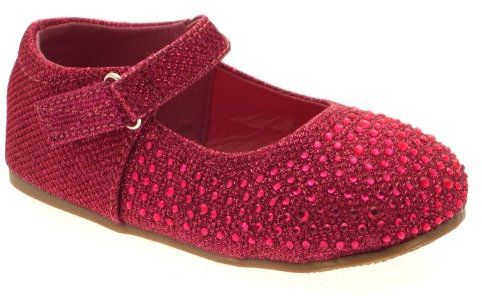 Lora Dora Girls Kids Childrens Ballet Pumps Mary Jane Glitter Diamante Bridesmaid Wedding Party Shoes Fuchsia Pink Size UK 10