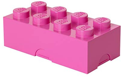 LEGO Lunch Box with 8 Knobs – Food-Grade, Dishwasher Safe, Versatile Storage Container, Pencil Case, Snack Box, 950ml, for Kids & Adults Pink