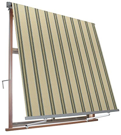 VERDELOOK Tenda da Sole Milos a Caduta avvolgibile con Braccetti 80 cm per ancoraggio, larghezza 3 m e altezza 2,45 m, beige e verde