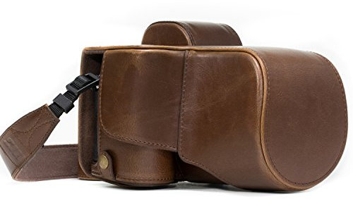MegaGear MG525 Ever Ready Protective Leather Case Bag with 28 - 70 mm Lens for Sony Alpha A7II Compact System Camera - Dark Brown