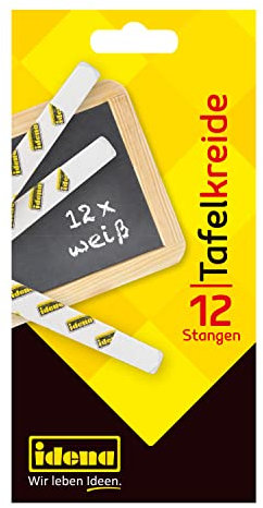 Tafelkreide weiß mit Papiergriffschutz - eine Packung - Idena