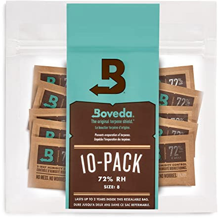 Boveda per sigari/tabacco | regolatore di umidità a 2 vie UR 72% | Formato 8 per uso con fino a 5 sigari | Tecnologia brevettata per humidor per sigari | 10 pezzi con confezione richiudibile