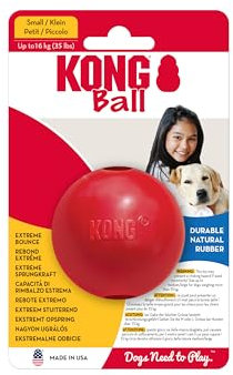 KONG Balle avec Trou - Jouet pour Chiens à Rapporter - Balle Classique en Caoutchouc pour l'Entraînement et Le Jeu - pour Petits Chiens - Rouge