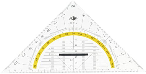 Wedo 527 geometrisk triangel av plast hypotenuse med avtagbart handtag, 25 cm, transparent