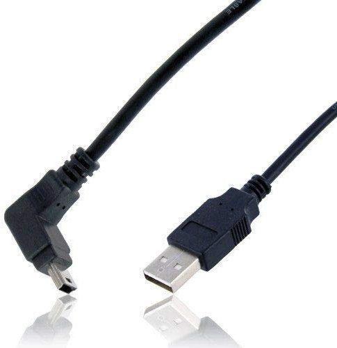 Wicked Chili Mini-USB Kabel kompatibel mit Tomtom XXL IQ Routes, XL Live, XL Live Style, Start XL - Hi-Speed Datenkabel Mini USB Stecker abgewinkelt für TomTom Navigationsgeräte (1,8m) schwarz