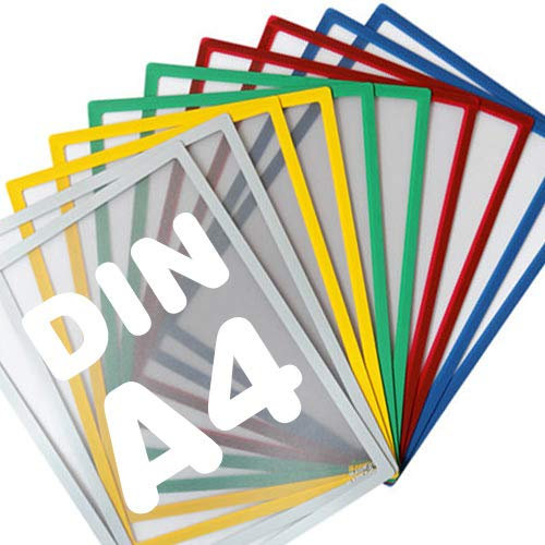 5 x Magnetrahmen A4 Magnet-Tasche Info-Rahmen - 5 Stück - SCHWARZ - Infotasche Blatthalter magnetisch für Angebotsschilder Aushänge Brandschutzinfos Kundeninformationen, Farbe: Schwarz