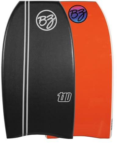 BZ BodyBoards - T-10 Progressive Series Bodyboard - HDPE Slick - Crescent Tail - PE Core - 8lb Deck (Black, 40)