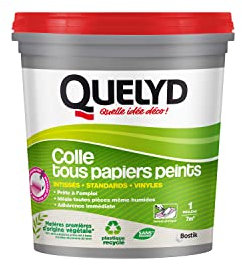 Quelyd Colle Tous Papiers Peints Avec Indicateur Coloré en Pâte – Prête à l'Emploi – Papiers Peints Intissés, Standards, Vinyles et Spéciaux – Sans Solvant – Seau de 1 Kg, Rose