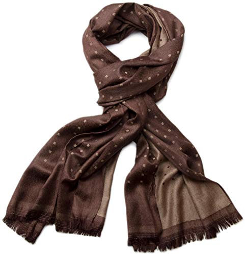 styleBREAKER Unisex weicher langer Schal mit Fransen und dezentem Quadrate Muster, Geometrisch gemustert, Tuch 01018051, Farbe:Dunkelbraun