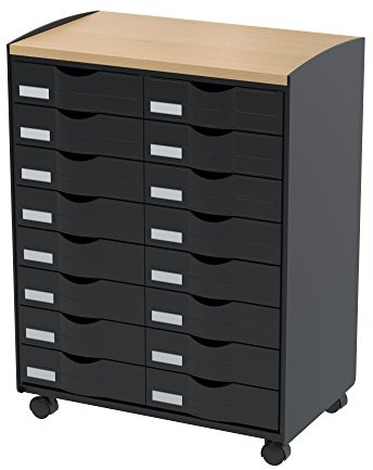 Paperflow DT161N.01.23 Schubladenrollwagen aus Polystyrol, Schwarz