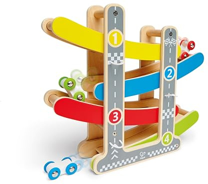 Hape Circuito Coche de Carreras | Pista de Madera con Coches para Competencias | Juguete Educativo para Niños | A Partir de 18 Meses
