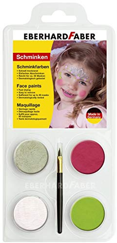 Eberhard Faber 579012 - Schminkfarben-Set Prinzessin mit 4 Farben, Pinsel und Anleitung, wasserlöslich, schnell trocknend, zum Bemalen von Gesichtern