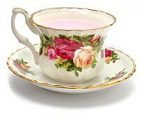 Royal Albert Old Country Roses Tea Cup and Saucer Candle, Pink Candle