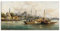 ARTLAND Wanddeko Leinwand Bilder Wandbild 100x50 cm Türkei Istanbul Moschee Boot Handelsschiffe vor der Hagia Sophia Impressionismus Anton Schoth T6PX