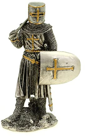 Veronese Zinn Kreuzritter mit Axt und Schild 10 cm Figur Templer Deko Knight Ritter