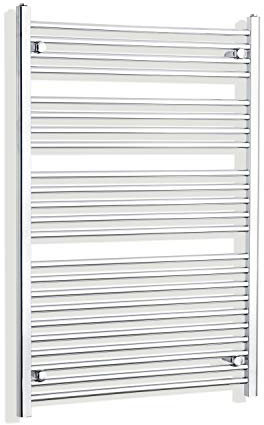 companyblue 800mm Wide x 1200mm High Flat Chrome Heated Towel Radiator HTR - Central & Electric Compatible - Silver