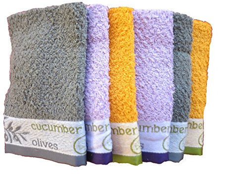 Algodonea Lote de 6 paños de Cocina Rizo 100% algodón Ref.Aceitunas 50x50cm, Fabricados en Portugal.