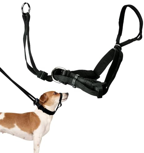 Sporn Head Halter for Dogs, No Pull Dog Harness, Durable Nylon Training Collar for Medium Breeds, No Choke Design, Padded Restraints, Adjustable Fit, Easy On/Off, Black, Medium