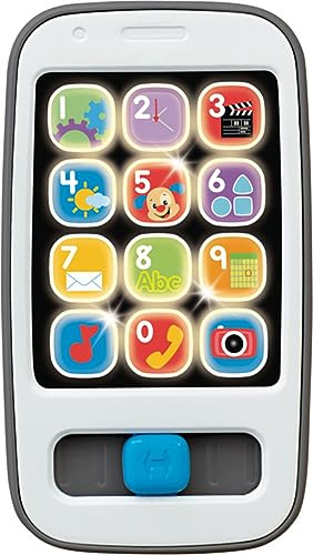 Fisher-Price Laugh & Learn Smart Phone - Gray, pretend phone musical infant toy with lights and learning content