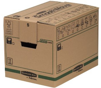BANKERS BOX SmoothMove Heavy Duty Umzugskarton aus doppelt verstärkter Wellpappe mit Tragegriffen, schneller FastFold Aufbau ohne Klebeband, 37.5 Liter, 30 x 30 x 40.5 cm, 5 Stück