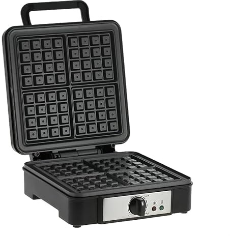 Ovation 1100W Non Stick Stainless Steel 4 Slice Belgian Waffle Maker with Adjustable Temperature Control