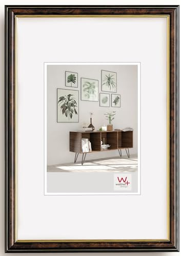 walther design Bilderrahmen nussbaum 30 x 40 cm mit Goldinnenkante, Smell Designrahmen JD040N