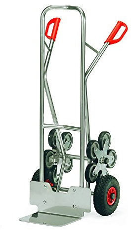 Fetra Alurohr-Treppenkarre, Traglast 200 kg, Schaufel mit Luftbereifung, 2 Fünfarmigen Radsternen, 1 Stück, 1300 x 590 mm, alu, AK1327