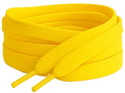 120 cm/47 tum neon gul smart laces® platt tränare skosnören perfekta ersättnings snören för träningsskor sneakers skor eller stövlar barn skosnören