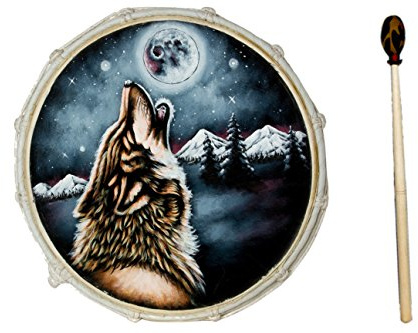 40cm Grosse Schamanentrommel Wolf Gemalt Rahmentrommel Bodhran Drum Trommel