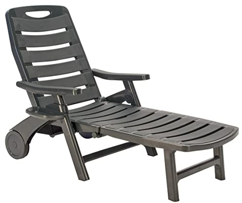 Grazioli 6800/Y - Sdraio Pieghevole Premiere, in plastica, con Schienale Regolabile in 5 Posizioni, Colore: Grigio