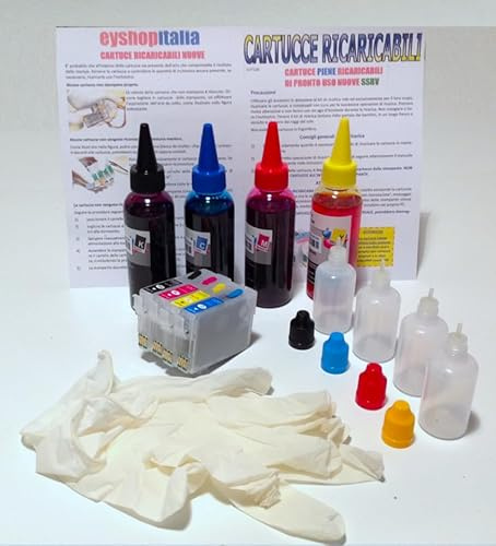 KIT CARTUCCE 4 RICARICABILI VUOTE + 400 ML INCHIOSTRO AUTO RESET ORIGINALI INKJET CARTUCCIA 16XL T16 1631-1632-1633-1634 + 400 ML INCHIOSTRO KIT CON TANICHETTE DI RICARICA ACCESSORIO PER EPSON WORKFORCE WF2540WF SPEDIZIONE DA ITALIA GRATUITA CON CORRIERE ESPRESSO ASSICURATO TRACCIABILE KIT DI ALTA QUALITA' A+++