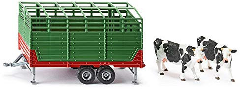 siku 2875, Viehanhänger inkl. 2 Holstein-Kühen, 1:32, Metall/Kunststoff, Grün, Viele Funktionen
