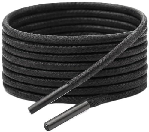 Smart Laces Lacets de chaussures ronds fins en coton ciré de 2 à 3 mm - 70 cm/27 - Idéal pour homme - Pour le travail ou le bureau - Richelieus - Lacets de chaussures de rechange, Noir , 70cm/27