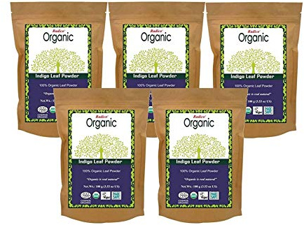 Radico Organic Indigo Leaf Powder for Hair Coloring, 100g, Brown (Pack of 5)