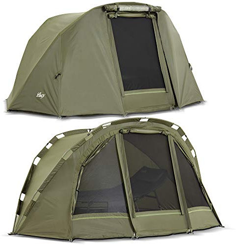 Lucx Puma Angelzelt 1 Mann - Bivvy Karpfenzelt mit herausnehmbarer Bodenplane mit Überwurf, Moskitonetz & 10.000 mm Wassersäule - wasserdichtes Carp Dome Zelt inkl. Tragetasche
