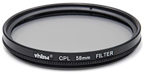 vhbw Universal Polarisationsfilter für Kamera Objektive mit 58mm Filtergewinde - Zirkularer Polfilter (CPL), Schwarz