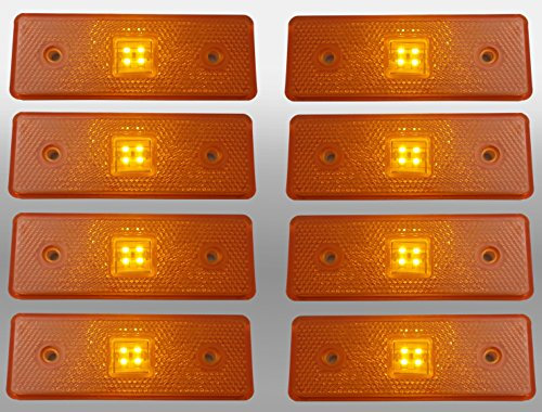 flexzon 8pcs 12V LED Orange Side Marker Light Indicator For Truck HGV Trailer Lorry Bus Cab Van