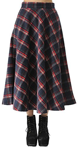 TEERFU Women Autumn Winter Wool High Waist Casual A line Flared Skirts(Size: UK 10 (Size tag M, Waist 29.1''))