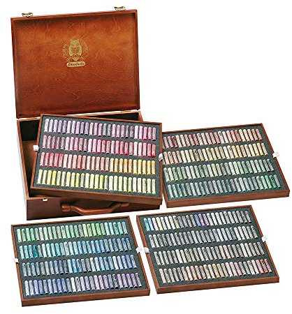 Schmincke – Pastell, Premium-Set mit Aquarellfarben, Holzkasten mit Pastellstiften, handgefertigte Pastelle, brillante, samtmatte, höchst lichtechte Farbtöne (400 Farben)