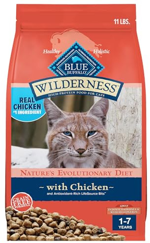 Blue Buffalo Wilderness Adult Indoor Dry Cat Food, Indoor Hairball Control and Weight Control Formula, High-Protein and Grain-Free Diet, Made with Natural Ingredients, Chicken, 11-lb. Bag