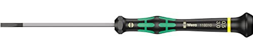 Wera 05118010001 2035 Tournevis électronicien pour vis à fente, 0.50 x 3.0 x 80 mm, Noir/vert
