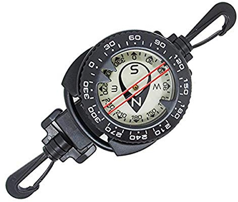 Scuba Choice Diving Dive Compass with Retractable Clip – Glow-in-the-Dark Compass, 7 to 31.5 Extendable Retractor, Perfect for BCD or Gear Attachment, Easy-to-Read Underwater Navigation Tool