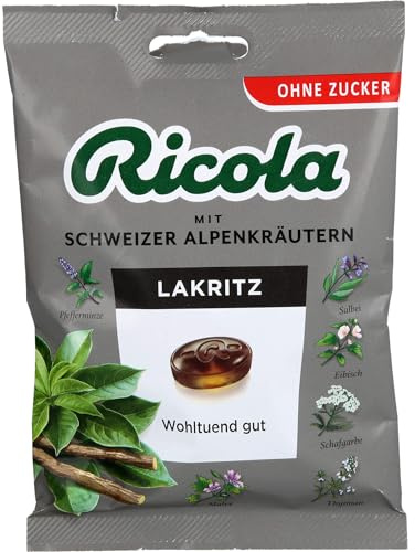 Ricola Licorice Sugarfree Throat Cough Drops Imported from Germany Shipping from USA - 75g