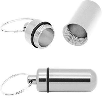 Grenhaven mini-casemate pilules casemate boîte à pilules Cash Box Stash / pill capsule pilules capsule Bouteille de Pilules en différentes couleurs - tailles, boîte trousseau petits imperméables, capsule pilules de bleu / différent Set Alu peut aluminium Porte clés pilulier/cache-billet – étanche/aluminium – 2x argent