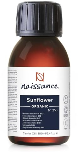 Naissance Organic Sunflower Oil 100ml - Certified Organic and Vegan - Hydrating and Moisturising Oil for Skin