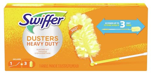 Swiffer 360 Dusters Extender Kit, 3 Unscented Dusters With Extendable Handle (Pack Of 3) (Packaging May Vary)