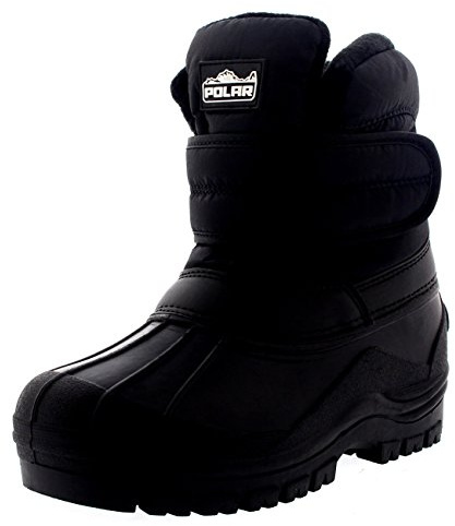POLAR Unisex Kids Single Strap Thermal Winter Snow Hiking Outdoor Nylon Boots - Black - UK2/EU35 - YC0460