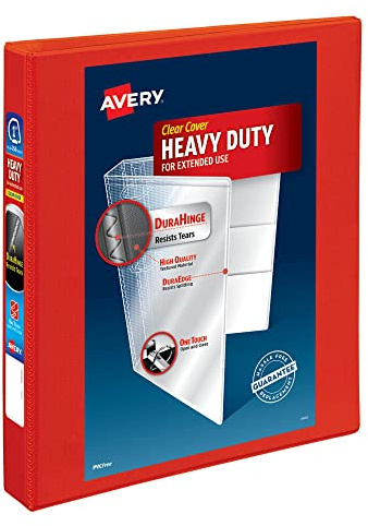 Avery Heavy-Duty View 3 Ring Binder, 1 One Touch EZD Rings, 1 Red Binder (79170)
