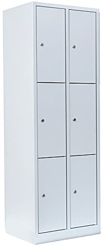 Lüllmann 6 Fächer Schließfachschrank komplett montiert grau 180x60x50cm (HxBxT) Wertfachschrank Fächerschrank Spind Umkleideschrank 520320